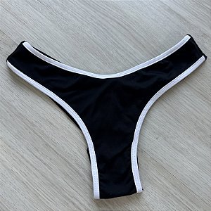 Calcinha Asa Delta Fio duplo 012 Preto viés branco ( BOJO NÃO INCLUSO)