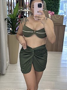 Saia nó na frente glow verde militar