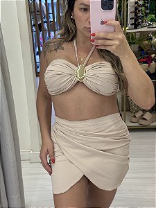 Saia transpassada Capadócia nude ( valor somente da saia )