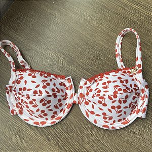 Meia Taça 093 com Bojo Maleável e aro Glow Cereja com crochê (CALCINHA NÃO INCLUSO)