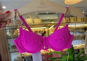 Meia Taça com detalhe orgânico e Bojo Maleável 093 aro Tecido Veneza Rosa(CALCINHA NÃO INCLUSO)