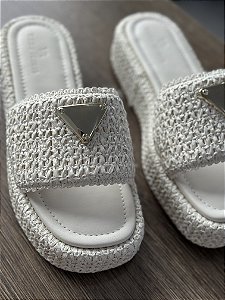 Sandália Flat Ráfia Off White