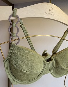 Meia Taça com Bojo Maleável, Aro e argolas alças 093 Tulum pistache (CALCINHA NÃO INCLUSO)