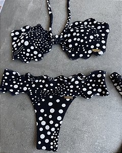 Calcinha nuvem tecido Lumiere Preto poá 062 (BUSTO NÃO INCLUSO)