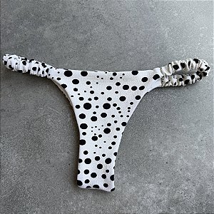 Calcinha 016 Semi Fio fru-fru lateral Tecido Lumiere póa off (top não incluso)