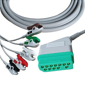 Cabo de ECG 5 Vias Compatível com NIHON KOHDEN