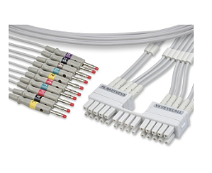 Conjunto Rabicho ECG 10 vias Compatível com MORTARA (IEC)