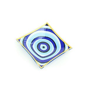 CONJUNTO 2 BOWL / PRATO QUADRADO DE VIDRO OLHO GREGO