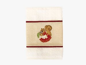 TOALHA BORDADA PARA LAVABO - ESQUILO DE NATAL