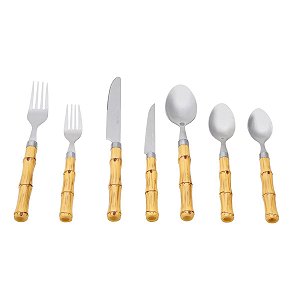 FAQUEIRO EM BAMBU ARTIFICIAL AÇO INOX - 42 PEÇAS