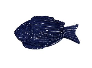 ENFEITE DECORATIVO / DESCANSO DE TALHER DE SERVIR - PEIXE AZUL G