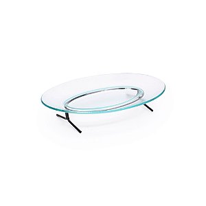 SUPORTE COM VIDRO OVAL MÉDIA COM BASE DE FERRO