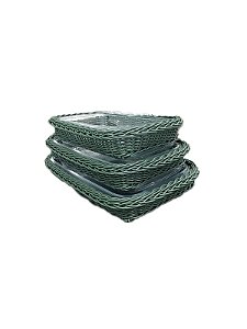 KIT 3 TRAVESSAS RETANGULARES TRANCOSO EM VIME VERDE MUSGO