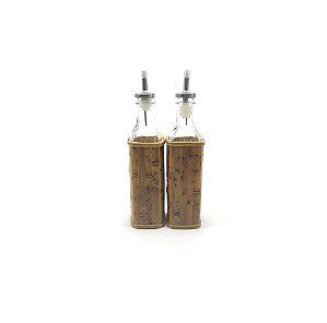CONJ. AZEITE E VINAGRE DE VIDRO COM BAMBU