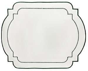 JOGO AMERICANO IMPERMEÁVEL - OFF C/ BORDADO VERDE ESCURO