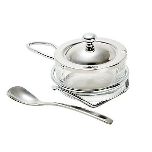 MINI QUEIJEIRA / PORTA QUEIJO DE INOX COM COLHER ITALY
