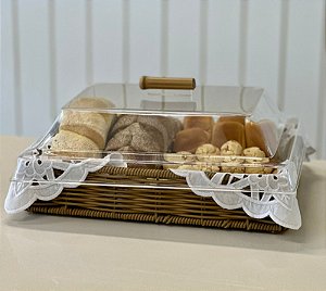 CESTA / PORTA PÃES TRANCOSO M COM TAMPA - VIME CARAMELO