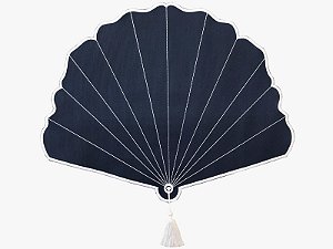 JOGO AMERICANO LEQUE AZUL MARINHO COM BORDADO BRANCO