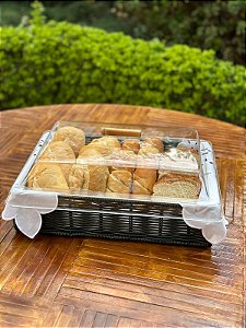 CESTA / PORTA PÃES TRANCOSO G COM TAMPA - VIME VERDE MUSGO