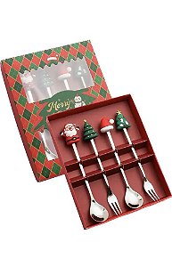 JOGO DE TALHER PRATA NATALINO COM 4 PEÇAS