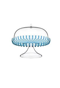 BOLEIRA / PRATO PARA BOLO COM DOMO E PEDESTAL TURQUESA - DOLCE VITA