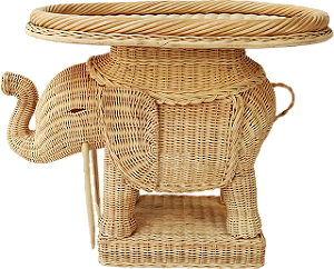 MESA LATERAL ELEFANTE RATTAN NATURAL COM VIDRO