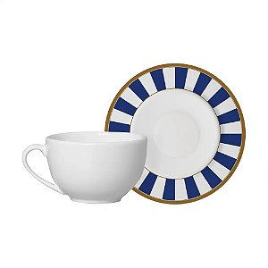 XÍCARA DE CHÁ COM PIRES STRIPE AZUL - UNIDADE