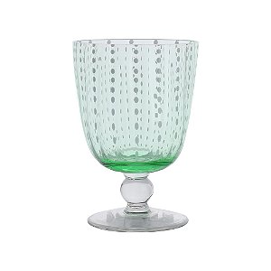 TAÇA DE VIDRO VERDE COM PESPONTOS BRANCOS