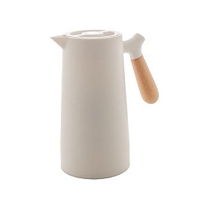 GARRAFA TÉRMICA NORDEN BRANCO COM CABO MADEIRA