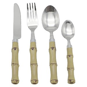 FAQUEIRO DE AÇO INOX COM CABO BAMBU DE PLÁSTICO - 24 PÇS