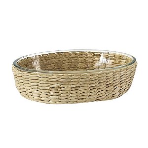 SUPORTE OVAL EM FIBRA NATURAL COM REFRATÁRIO DE VIDRO - M