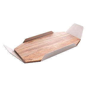 BANDEJA ORIGAMI CHAMPANHE COM MADEIRA CEREJEIRA