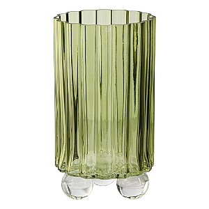 VASO EM VIDRO VERDE OLIVA