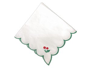 GUARDANAPO BRANCO COM BORDADO CEREJA