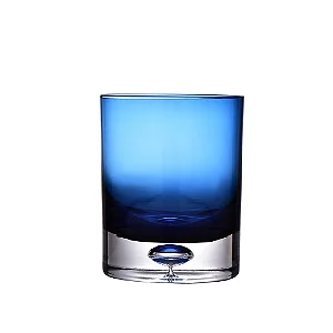 COPO BAIXO DRINK LISO EM VIDRO AZUL