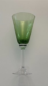 TAÇA EM VIDRO VERDE E TRANSPARENTE