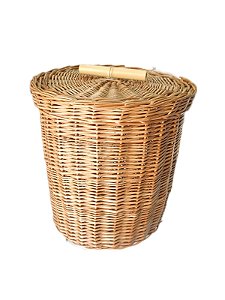 CESTA / LIXEIRA DE VIME NATURAL COM PEGADOR BAMBU