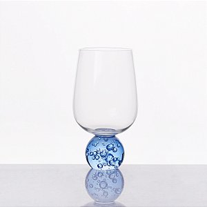 TAÇA LUA VIDRO ESFERA AZUL