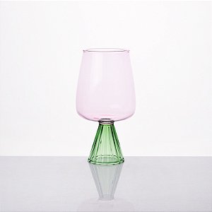 TAÇA SOL VIDRO ROSA E VERDE