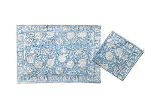 KIT JOGO AMERICANO COM GUARDANAPO NORONHA AZUL