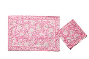 KIT 4 JOGOS AMERICANOS COM GUARDANAPOS NORONHA ROSA