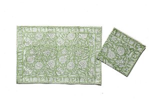 KIT 4 JOGOS AMERICANOS COM GUARDANAPOS NORONHA VERDE