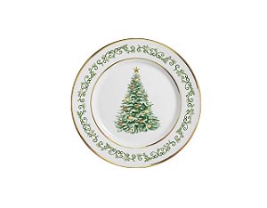 CONJ. 6 PRATOS DE SOBREMESA CLASSIC CHRISTMAS COM FILETE OURO NATAL