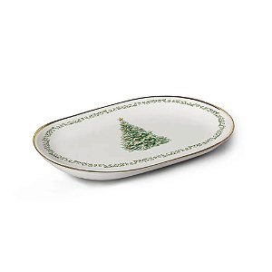 TRAVESSA OVAL CLASSIC CHRISTMAS COM FILETE OURO