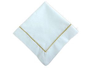 GUARDANAPO BRANCO COM POA DOURADO