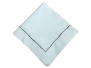 GUARDANAPO BRANCO COM POA PRATA / CINZA