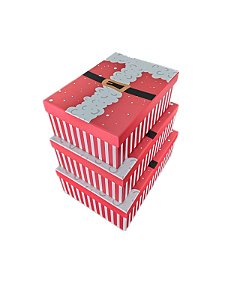 KIT 3 CAIXAS RETANGULARES DE NATAL PAPAI NOEL