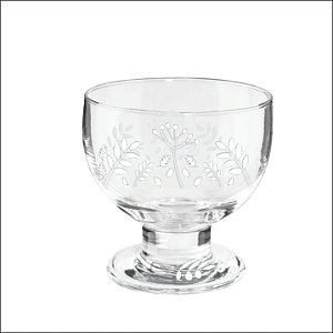 TAÇA SOBREMESA TRANSPARENTE COM FLORAL WHITE