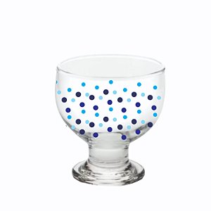 TAÇA SOBREMESA TRANSPARENTE COM BLUE BOLL