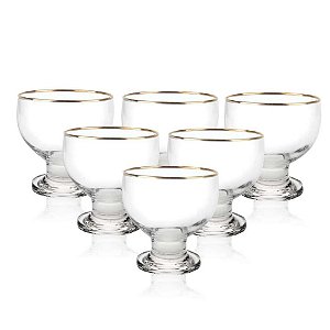 CJ 6 TAÇAS DE SOBREMESA TRANSPARENTE COM FILETE OURO